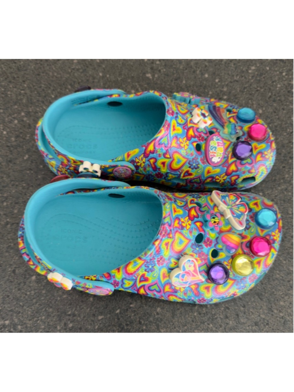 Girls Crocs Lisa Frank Sandals & Flip Flops 13 (Little Girl) Blue Multicolor - Picture 2 of 10